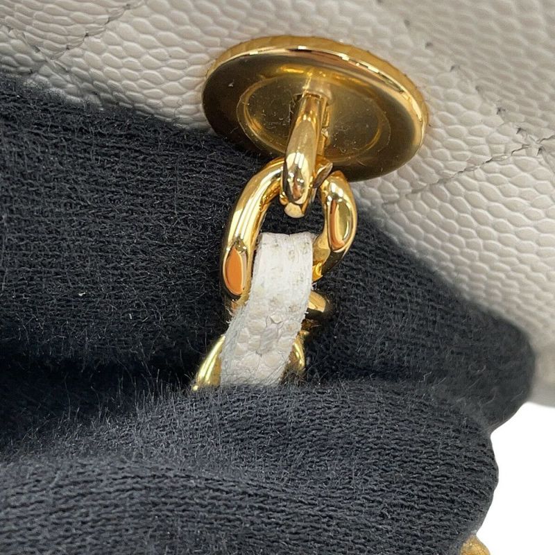 シャネル チェーンショルダーバッグ バニティ ココマーク マトラッセ トランプ キャビアスキン AP3079 CHANEL 白