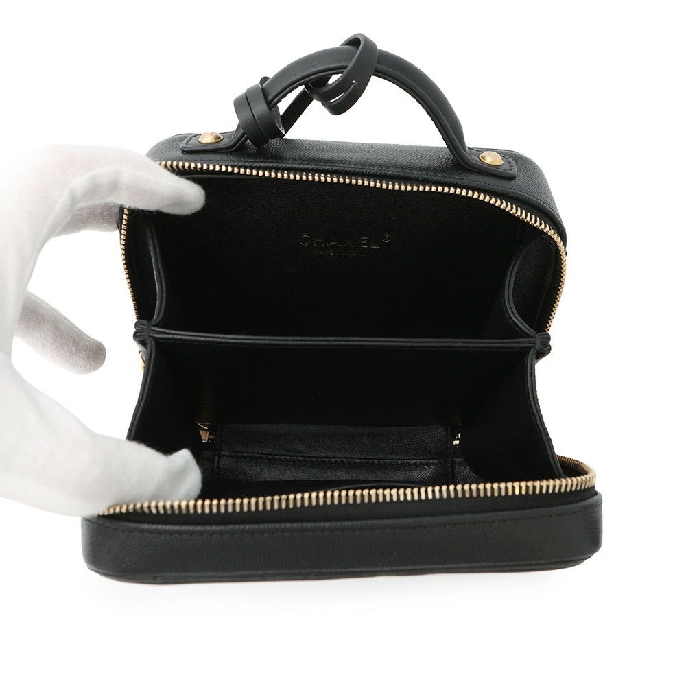 シャネル チェーンショルダーバッグ CCフィリグリー バニティバッグ キャビアスキン A93343 CHANEL 黒