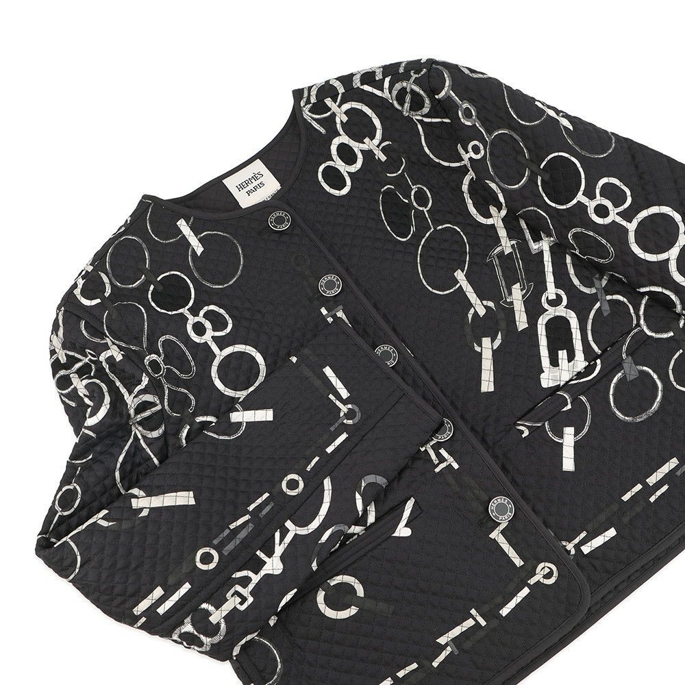 エルメス ジャケット Do Re Boucles ド・レ・ブックル キルティング ノーカラージャケット レディースサイズ38 HERMES アウター