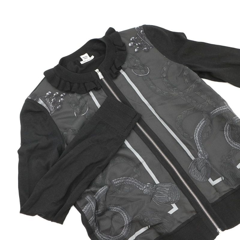 エルメス カーディガン Palefroi Remix パルフロワ・リミックス ツイルレーヌ レディースサイズ36 HERMES 黒