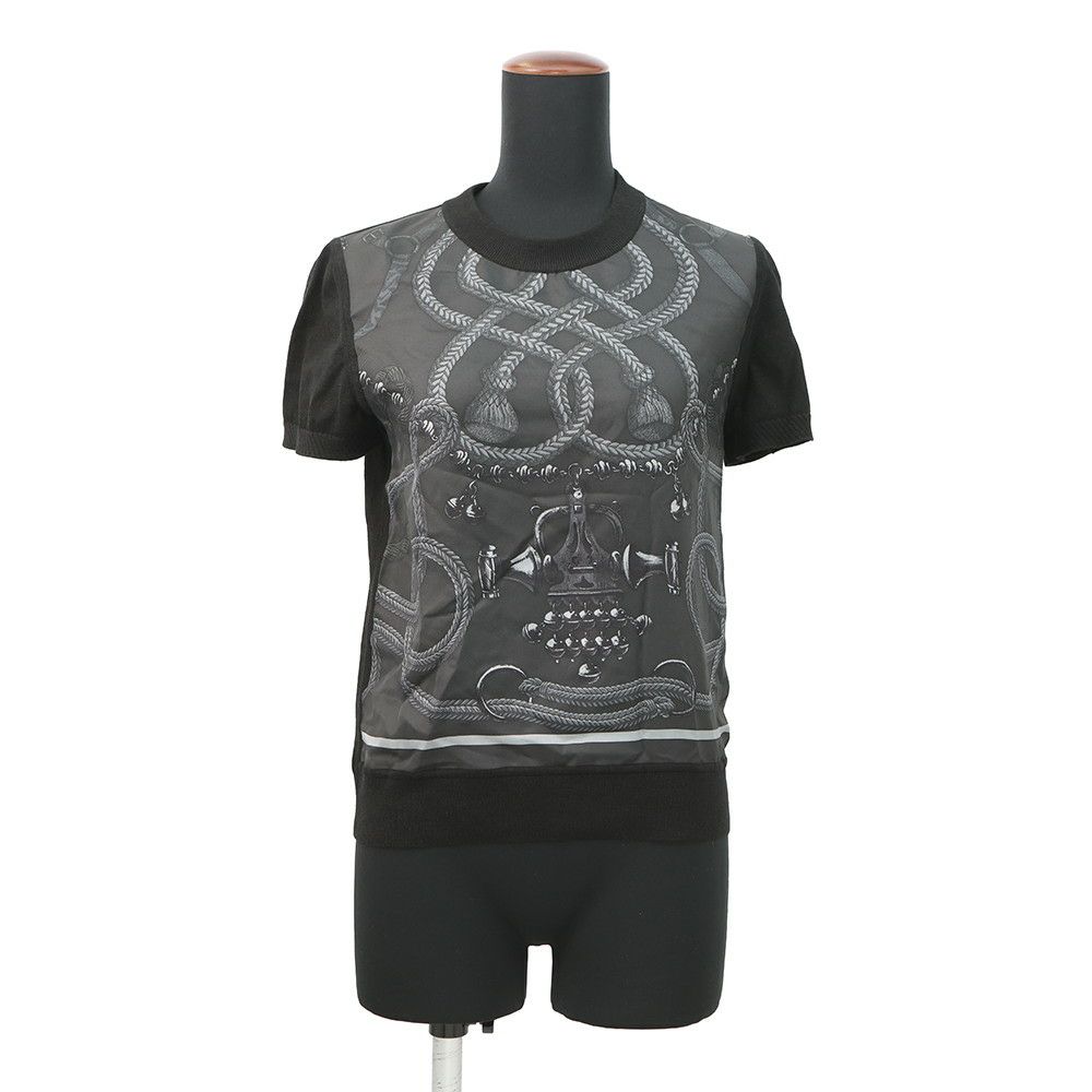 エルメス 半袖ニット Palefroi Remix パルフロワ・リミックス ツイルレーヌ・ショートスリーブニット レディースサイズ36 HERMES 黒