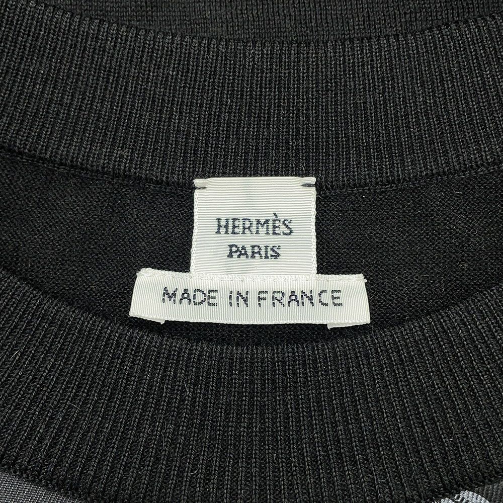 エルメス 半袖ニット Palefroi Remix パルフロワ・リミックス ツイルレーヌ・ショートスリーブニット レディースサイズ36 HERMES 黒