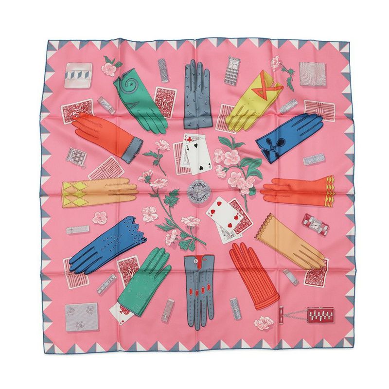 エルメス スカーフ カレ90 L'Heure des Gants 手袋の時計 HERMES