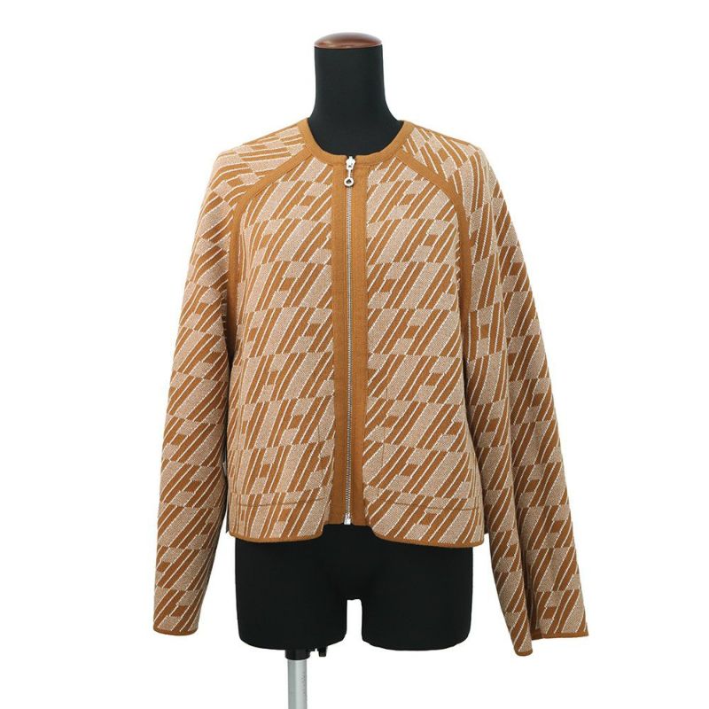 エルメス ジャケット HenBiais Hアンビエ リバーシブルニット ノーカラージャケット レディースサイズ34 HERMES アウター