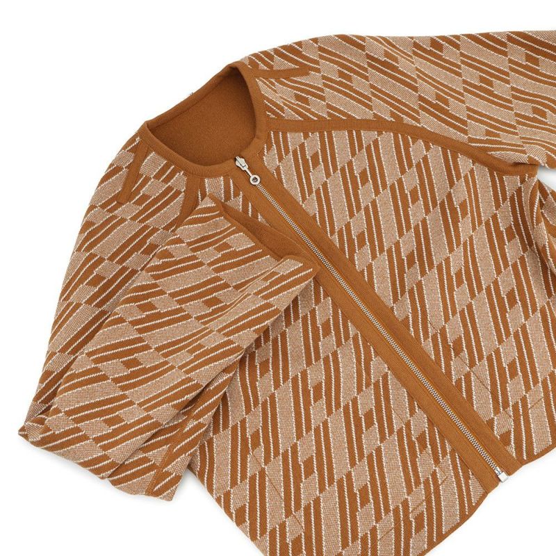 エルメス ジャケット HenBiais Hアンビエ リバーシブルニット ノーカラージャケット レディースサイズ34 HERMES アウター