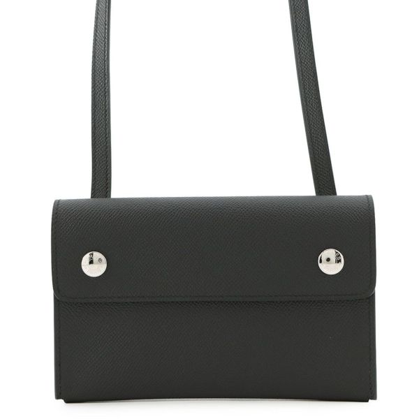 エルメス ショルダーウォレット ナップ トゥーゴー ブラック/シルバー金具 エプソン W刻印 黒