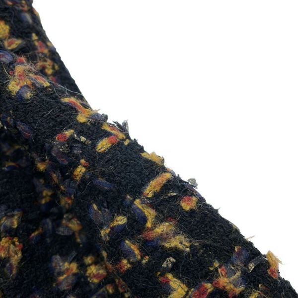 シャネル セットアップ ノーカラージャケット サイズ36 スカート サイズ38 ツイード グリポアボタン P61915V47013 黒