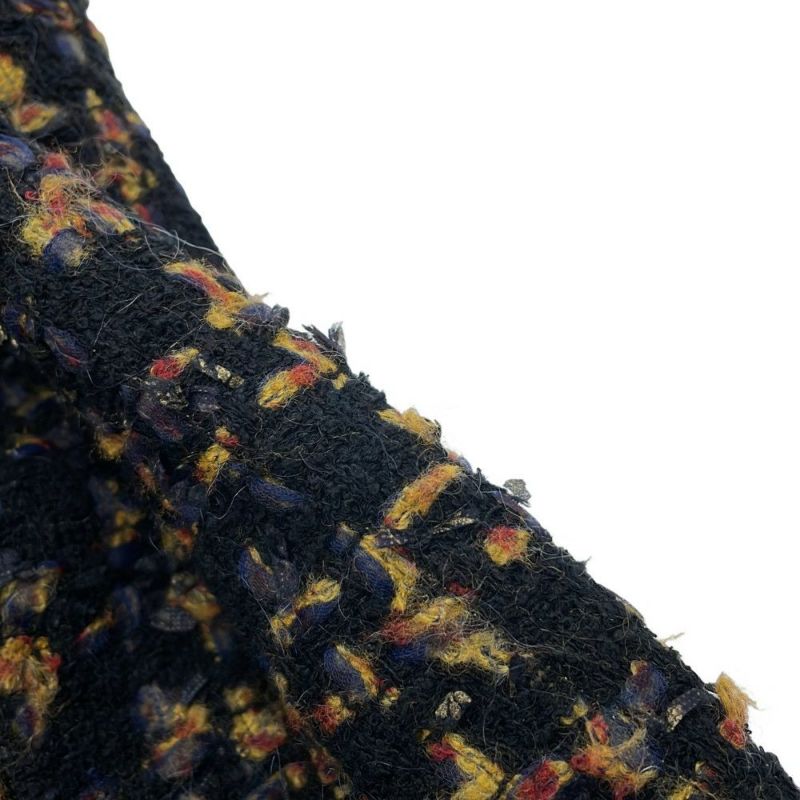 シャネル セットアップ ノーカラージャケット サイズ36 スカート サイズ38 ツイード グリポアボタン P61915V47013 黒