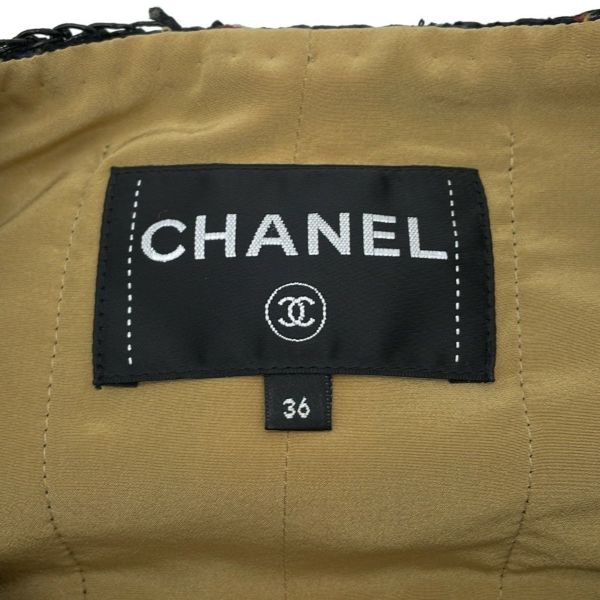 シャネル セットアップ ノーカラージャケット サイズ36 スカート サイズ38 ツイード グリポアボタン P61915V47013 黒