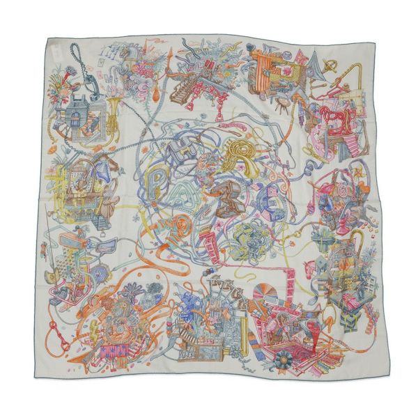 エルメス ストール カレ140 カレジェアン エルメスの世界 LE MONDE D'HERMES カシミヤ シルク 2025秋冬