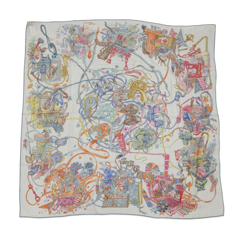 エルメス ストール カレ140 カレジェアン エルメスの世界 LE MONDE D'HERMES カシミヤ シルク 2025秋冬