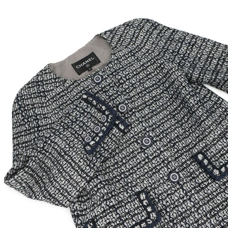 シャネル ジャケット ノーカラー ツイード ココマーク レディースサイズ36 P60886 CHANEL アウター セール品