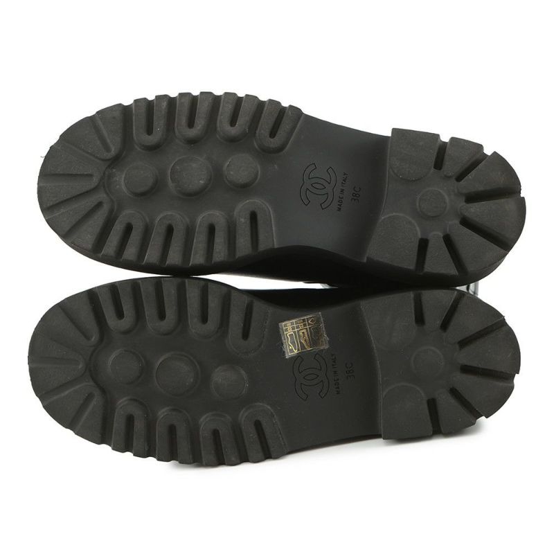 シャネル ショートブーツ サイドゴア レザー パテント レディースサイズ38C G38218 CHANEL 靴 黒