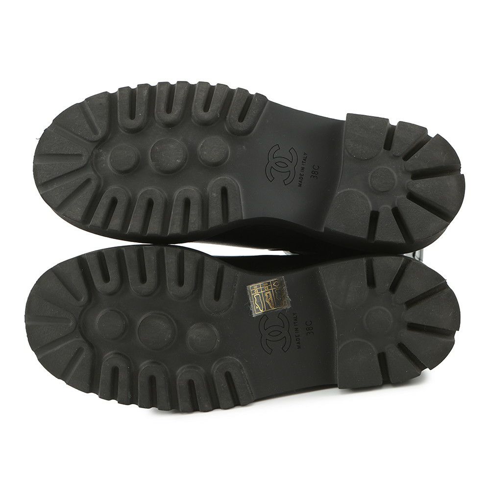 シャネル ショートブーツ サイドゴア レザー パテント レディースサイズ38C G38218 CHANEL 靴 黒