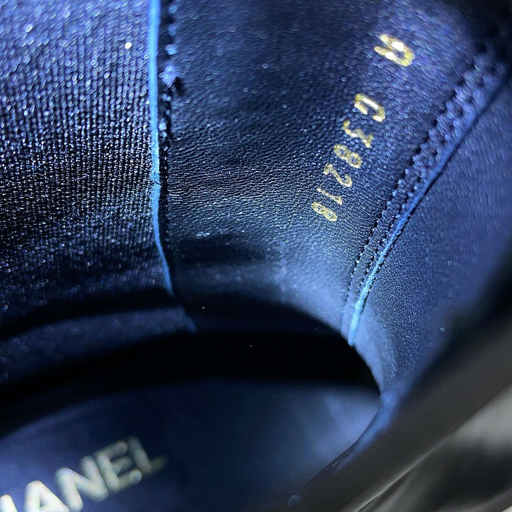 シャネル ショートブーツ サイドゴア レザー パテント レディースサイズ38C G38218 CHANEL 靴 黒