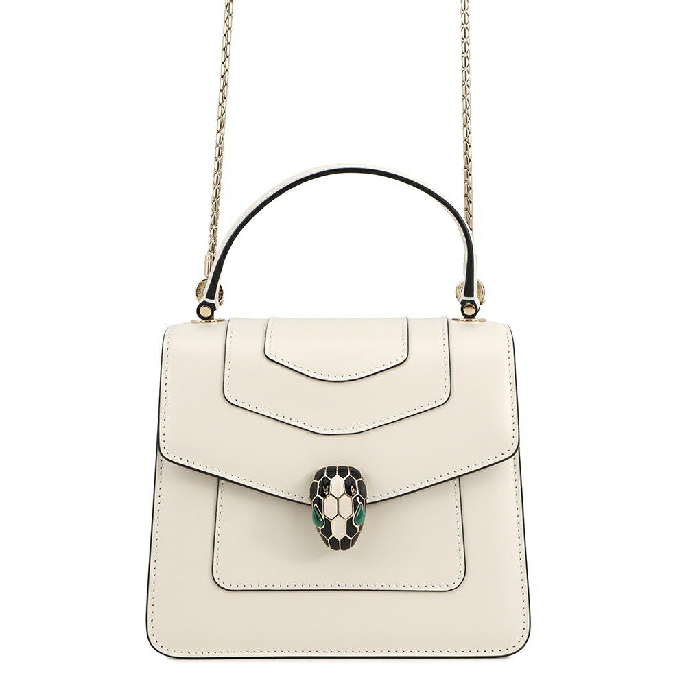 ブルガリ ハンドバッグ セルペンティ フォーエバー トップハンドル S カーフレザー 29072 BVLGARI 2way 白