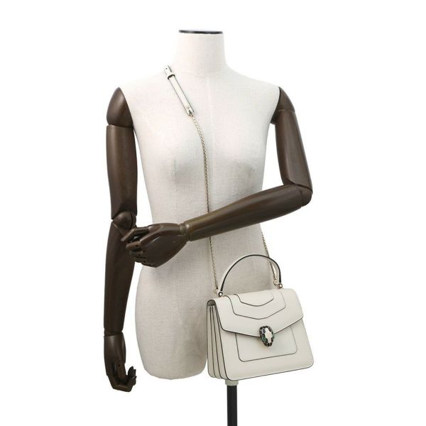 ブルガリ ハンドバッグ セルペンティ フォーエバー トップハンドル S カーフレザー 29072 BVLGARI 2way 白