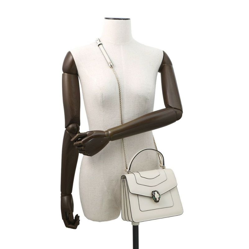 ブルガリ ハンドバッグ セルペンティ フォーエバー トップハンドル S カーフレザー 29072 BVLGARI 2way 白