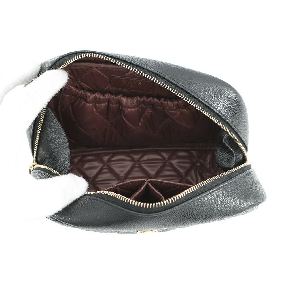 シャネル ポーチ マトラッセ ココマーク コスメポーチ A80910 CHASNEL 小物入れ 化粧ポーチ 黒