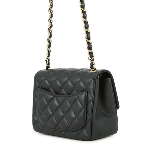 シャネル チェーンショルダーバッグ マトラッセ ココマーク ラムスキン ミニマトラッセ A35200 CHANEL 黒