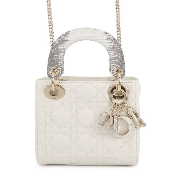 ディオール ハンドバッグ カナージュ レディディオール ミニ ラムスキン リザード M0505ONRV_M932 2way 白