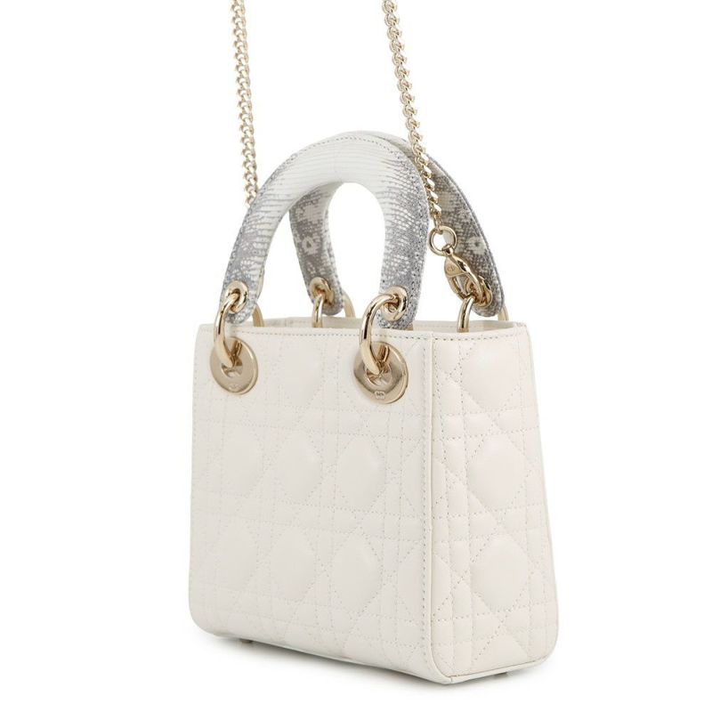 ディオール ハンドバッグ カナージュ レディディオール ミニ ラムスキン リザード M0505ONRV_M932 2way 白