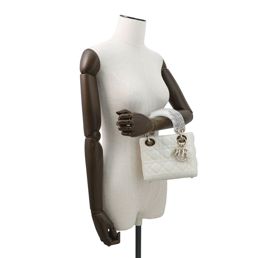 ディオール ハンドバッグ カナージュ レディディオール ミニ ラムスキン リザード M0505ONRV_M932 2way 白