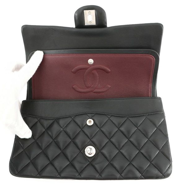 シャネル チェーンショルダーバッグ マトラッセ25 ココマーク ダブルチェーン ラムスキン A01112 CHANEL 黒