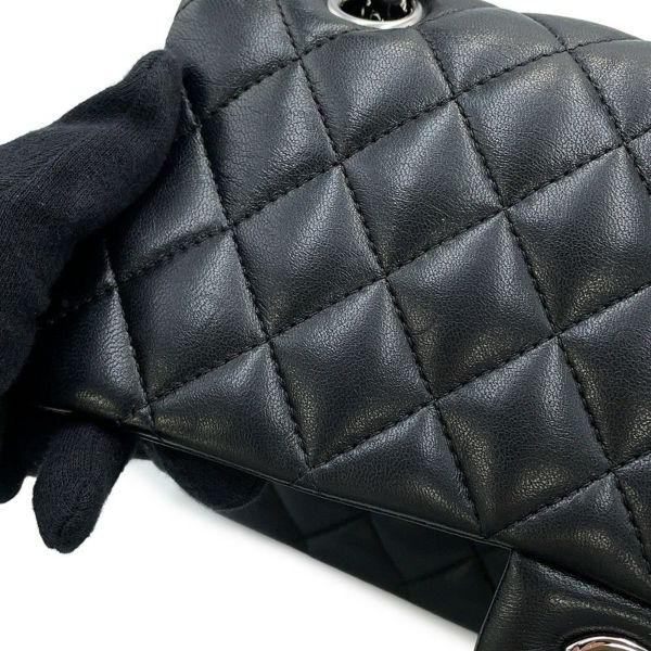 シャネル チェーンショルダーバッグ マトラッセ25 ココマーク ダブルチェーン ラムスキン A01112 CHANEL 黒