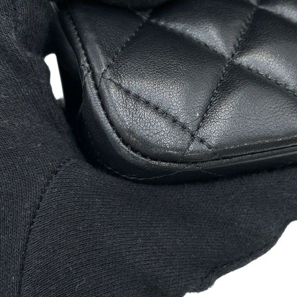 シャネル チェーンショルダーバッグ マトラッセ25 ココマーク ダブルチェーン ラムスキン A01112 CHANEL 黒