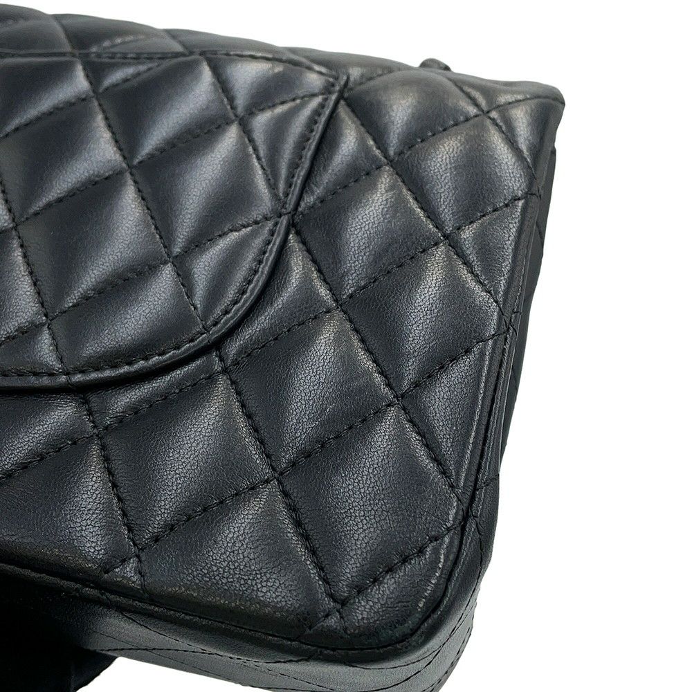シャネル チェーンショルダーバッグ マトラッセ25 ココマーク ダブルチェーン ラムスキン A01112 CHANEL 黒