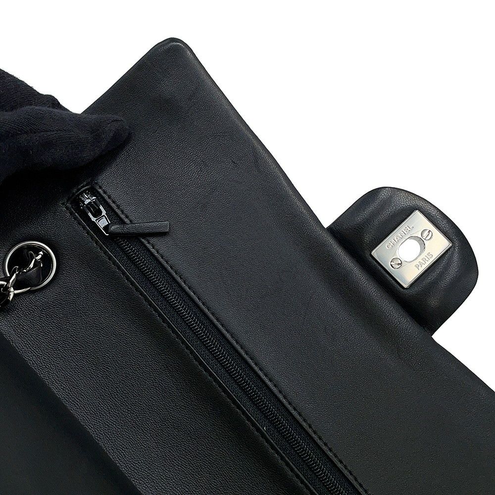 シャネル チェーンショルダーバッグ マトラッセ25 ココマーク ダブルチェーン ラムスキン A01112 CHANEL 黒