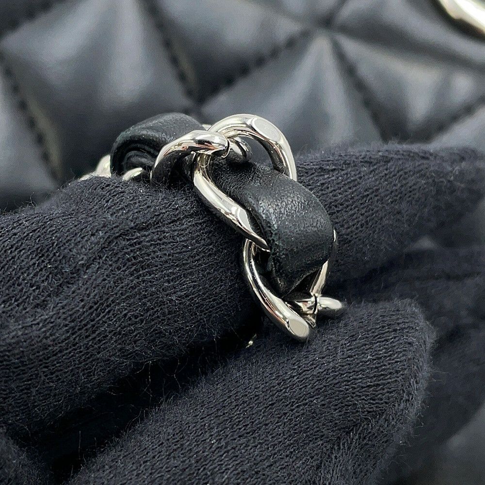 シャネル チェーンショルダーバッグ マトラッセ25 ココマーク ダブルチェーン ラムスキン A01112 CHANEL 黒