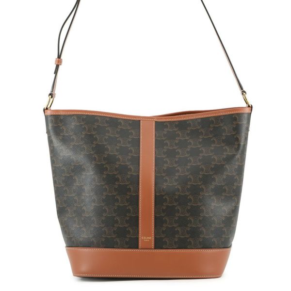 セリーヌ ショルダーバッグ トリオンフ ミディアム バケット PVC 191132 CELINE ブラウン