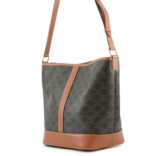 セリーヌ ショルダーバッグ トリオンフ ミディアム バケット PVC 191132 CELINE ブラウン