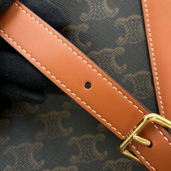 セリーヌ ショルダーバッグ トリオンフ ミディアム バケット PVC 191132 CELINE ブラウン