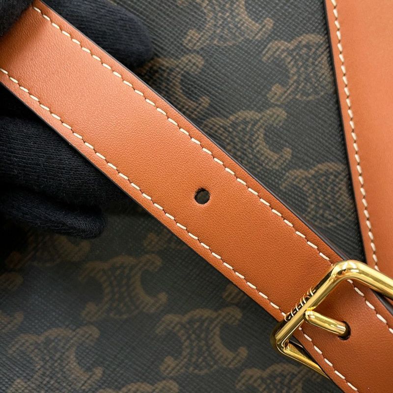 セリーヌ ショルダーバッグ トリオンフ ミディアム バケット PVC 191132 CELINE ブラウン