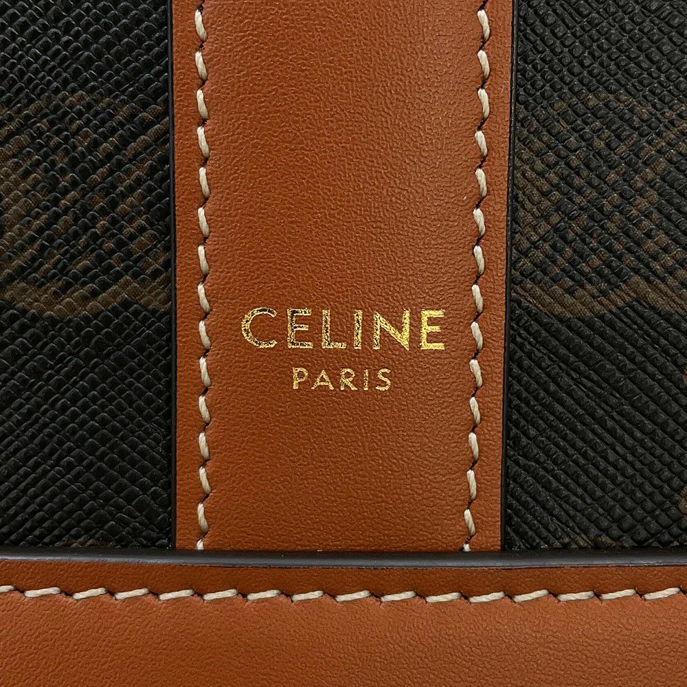 セリーヌ ショルダーバッグ トリオンフ ミディアム バケット PVC 191132 CELINE ブラウン
