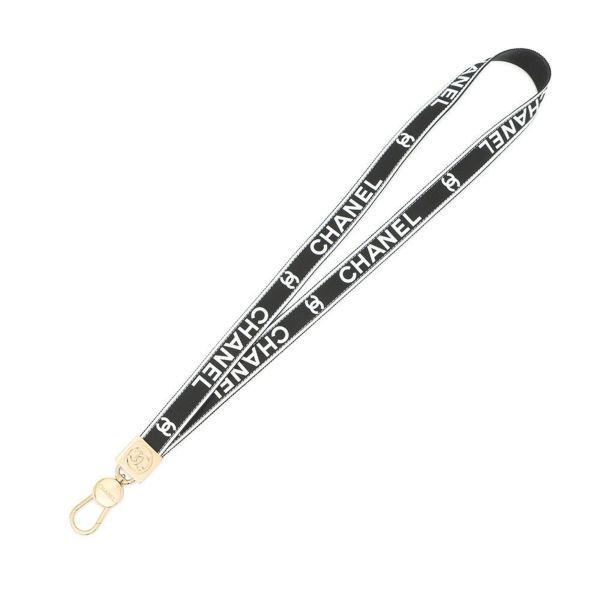 シャネル ネックストラップ ココマーク ロゴ キャンバス B 25P AAA911 CHANEL ストラップ 黒