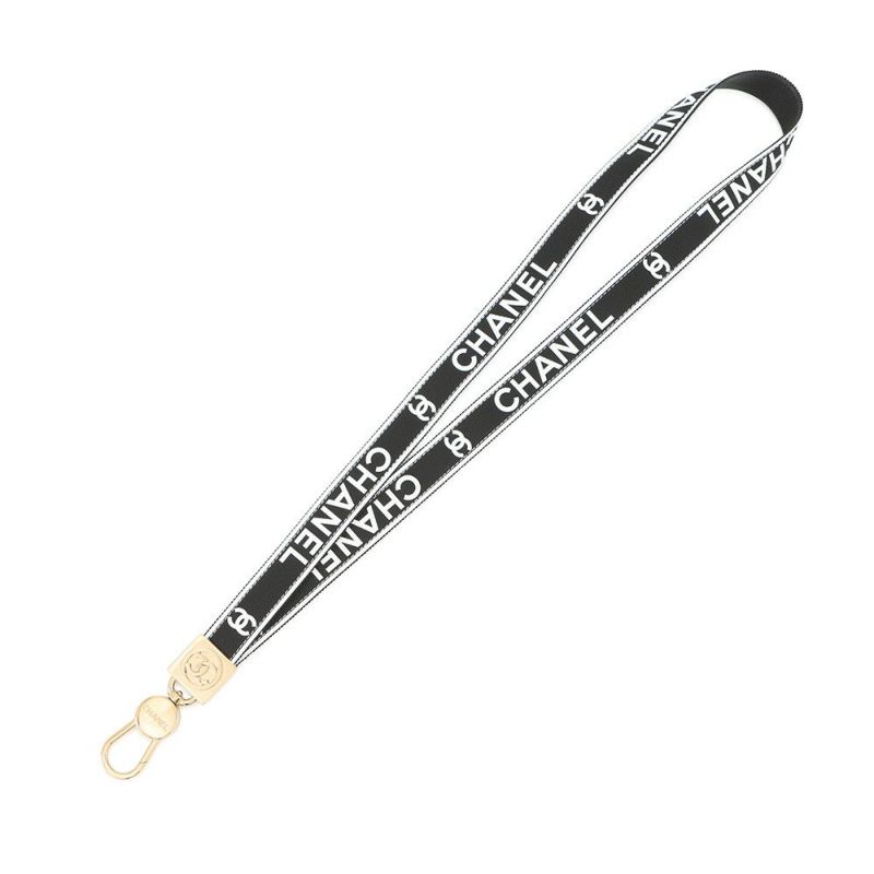 シャネル ネックストラップ ココマーク ロゴ キャンバス B 25P AAA911 CHANEL ストラップ 黒