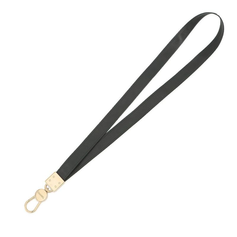 シャネル ネックストラップ ココマーク ロゴ キャンバス B 25P AAA911 CHANEL ストラップ 黒