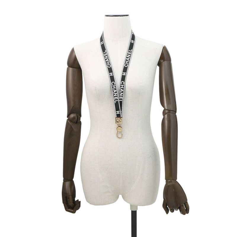 シャネル ネックストラップ ココマーク ロゴ キャンバス B 25P AAA911 CHANEL ストラップ 黒