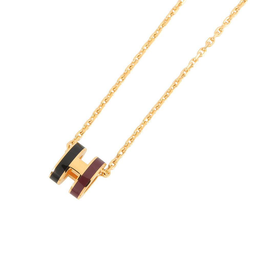 エルメス ネックレス ミニ・ポップアッシュ ロカバール ギャラクシー ワイン/ブラック/ゴールド金具 HERMES アクセサリー