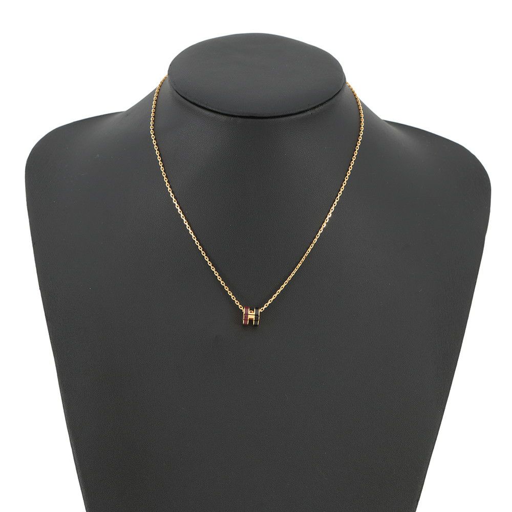 エルメス ネックレス ミニ・ポップアッシュ ロカバール ギャラクシー ワイン/ブラック/ゴールド金具 HERMES アクセサリー