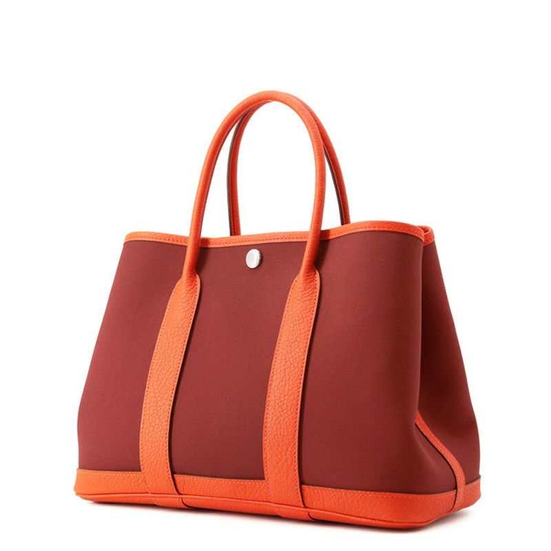 エルメス トートバッグ ガーデンパーティTPM ルージュグレナ/オレンジポピー/シルバー金具 トワルアッシュ/ネゴンダ B刻印