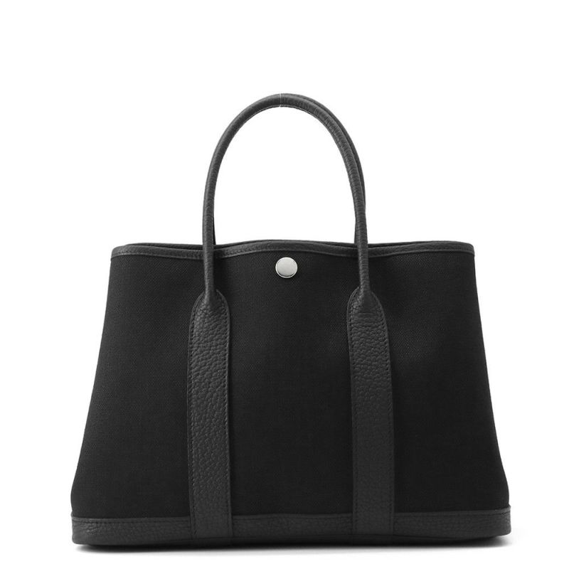 エルメス トートバッグ ガーデンパーティTPM ブラック/シルバー金具 トワルミリタリー/ネゴンダ B刻印 黒