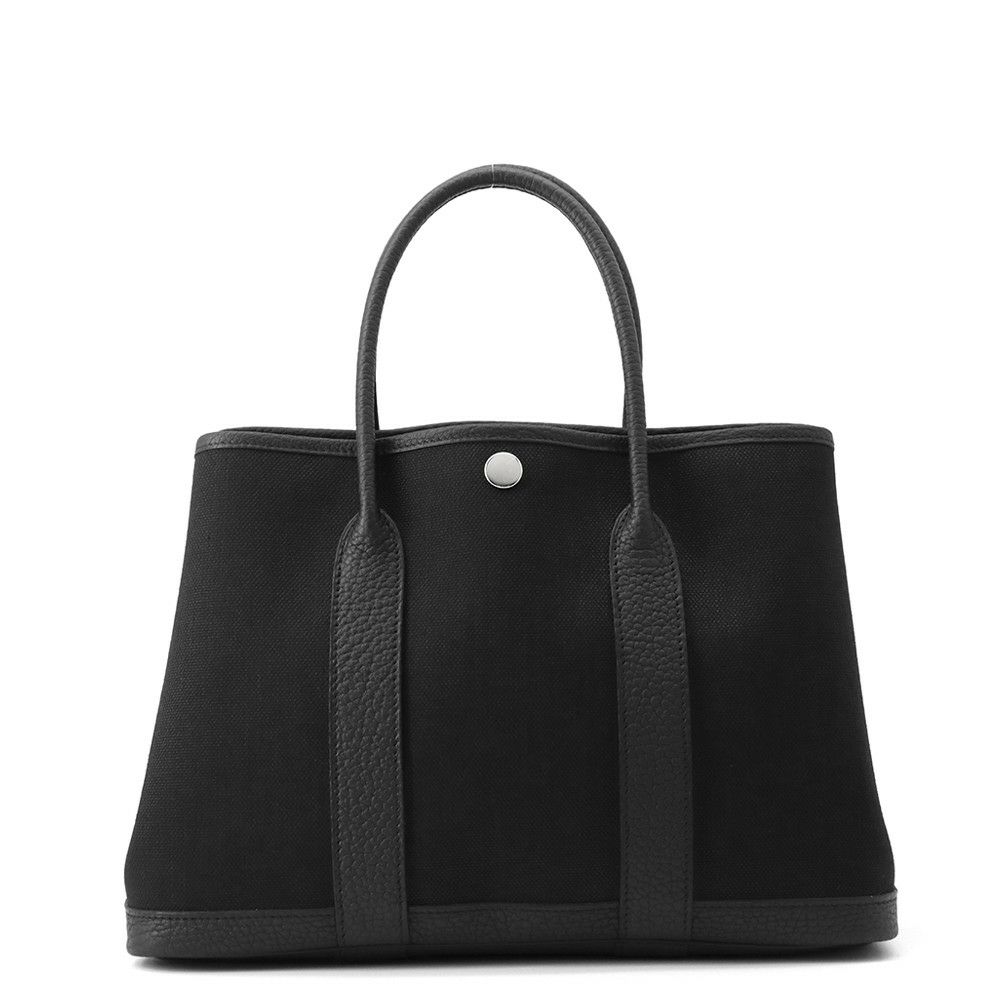 エルメス トートバッグ ガーデンパーティTPM ブラック/シルバー金具 トワルミリタリー/ネゴンダ B刻印 黒