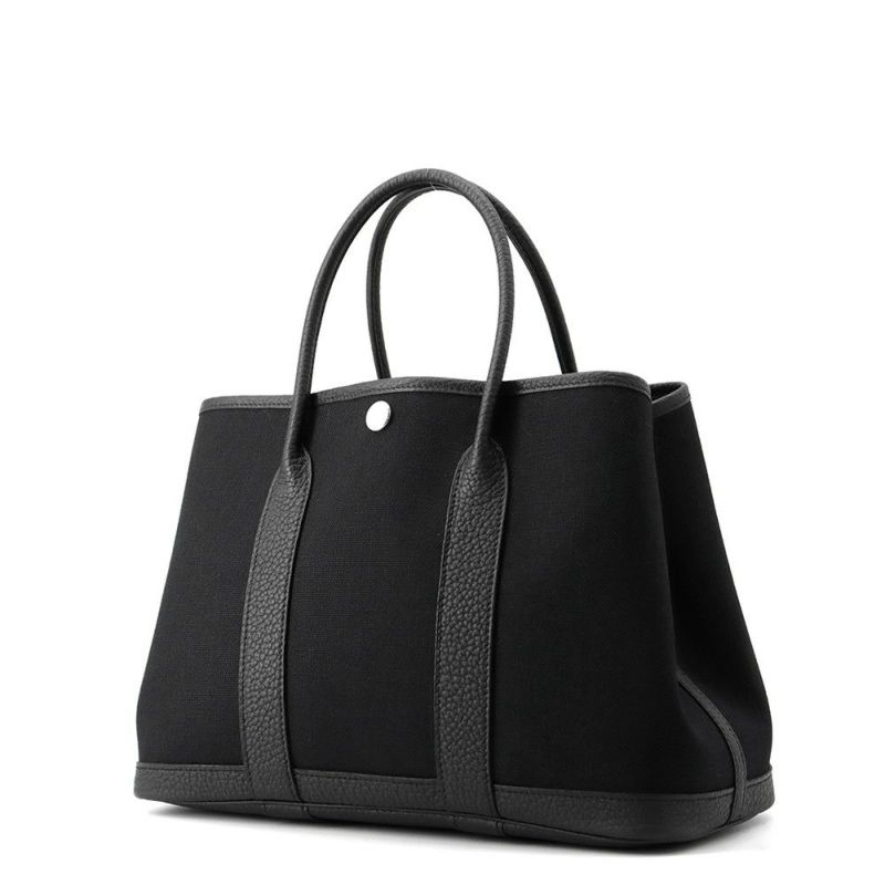 エルメス トートバッグ ガーデンパーティTPM ブラック/シルバー金具 トワルミリタリー/ネゴンダ B刻印 黒