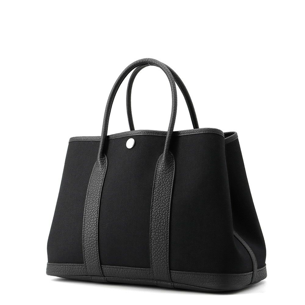 エルメス トートバッグ ガーデンパーティTPM ブラック/シルバー金具 トワルミリタリー/ネゴンダ B刻印 黒