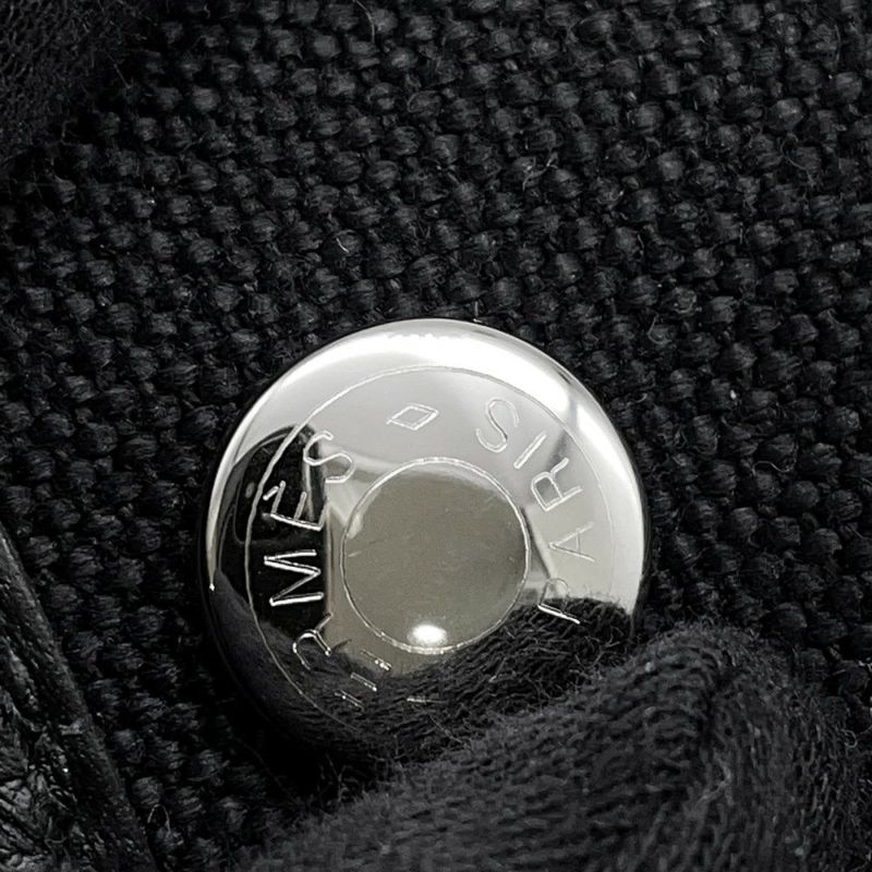エルメス トートバッグ ガーデンパーティTPM ブラック/シルバー金具 トワルミリタリー/ネゴンダ B刻印 黒